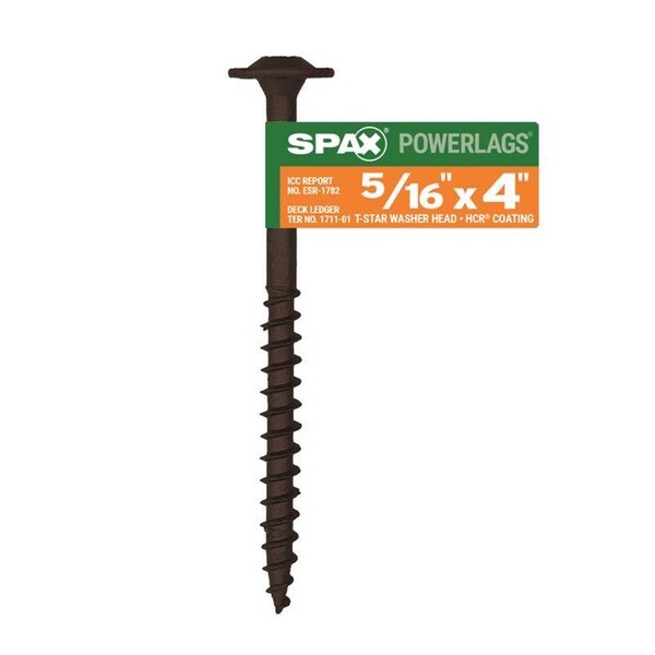 Spax PowerLags 5/16 in. X 4 in. L Washer High Corrosion Resistant Carbon Steel Lag Screw 1 pk 4581820801007 - main